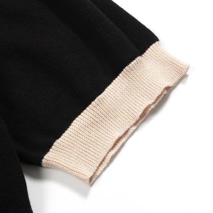 T-shirt en jacquard tricoté vintage noir pour homme 1977