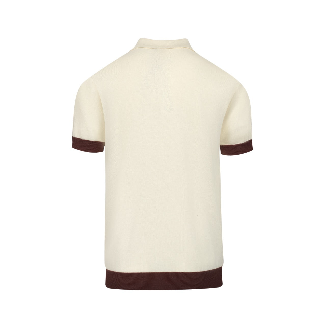 Polo tricoté vintage jacquard 1973 pour hommes en blanc abricot