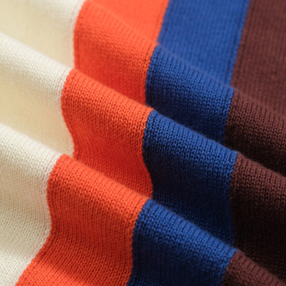 Polo tricoté vintage jacquard 1973 pour hommes en blanc abricot