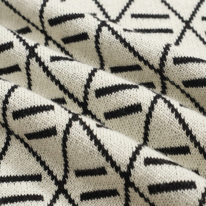 Polo en tricot noir jacquard brodé pour homme