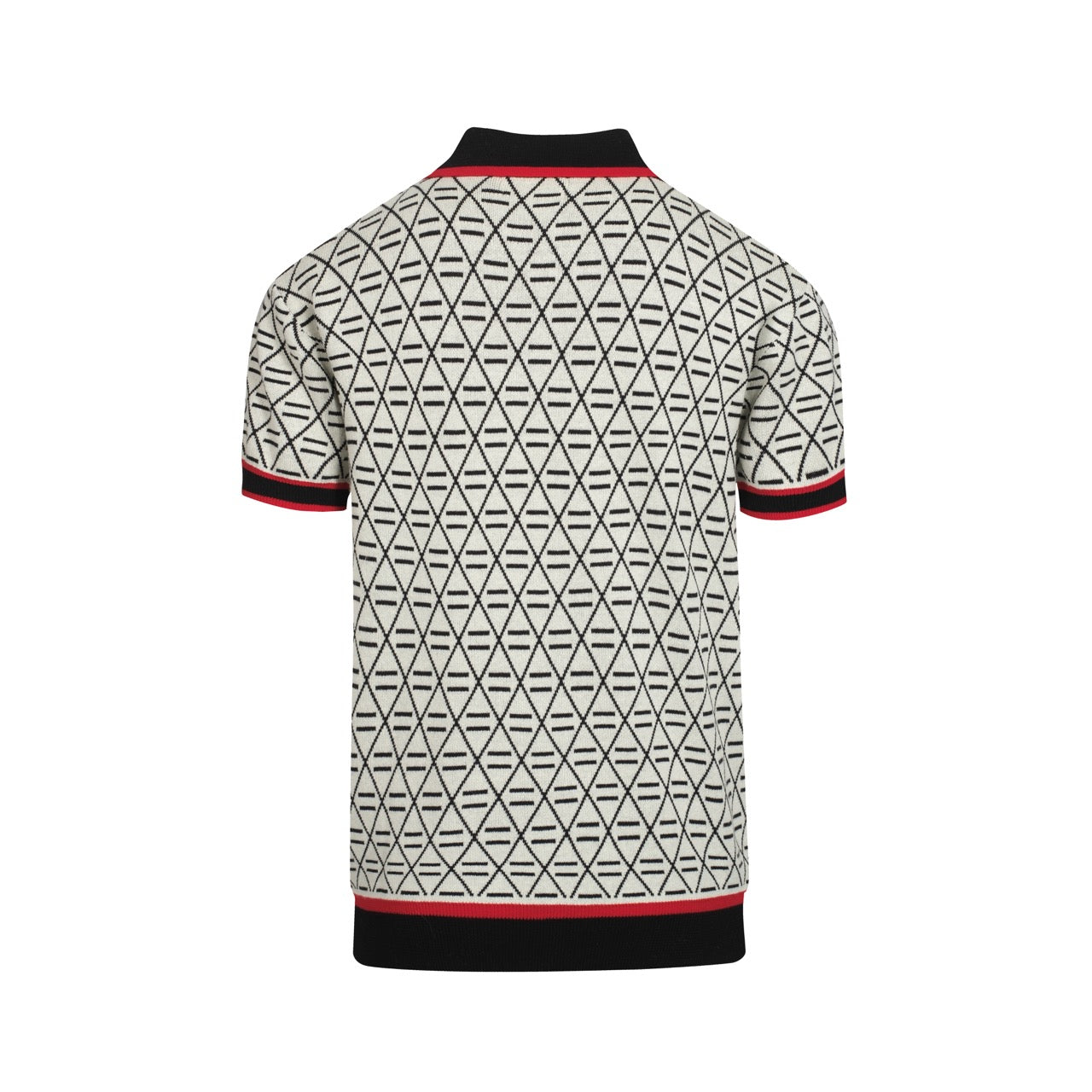 Polo en tricot noir jacquard brodé pour homme