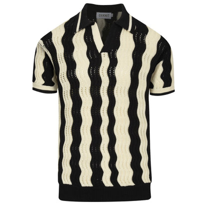 Polo en jacquard texturé vintage noir pour hommes