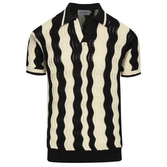 Polo en jacquard texturé vintage noir pour hommes