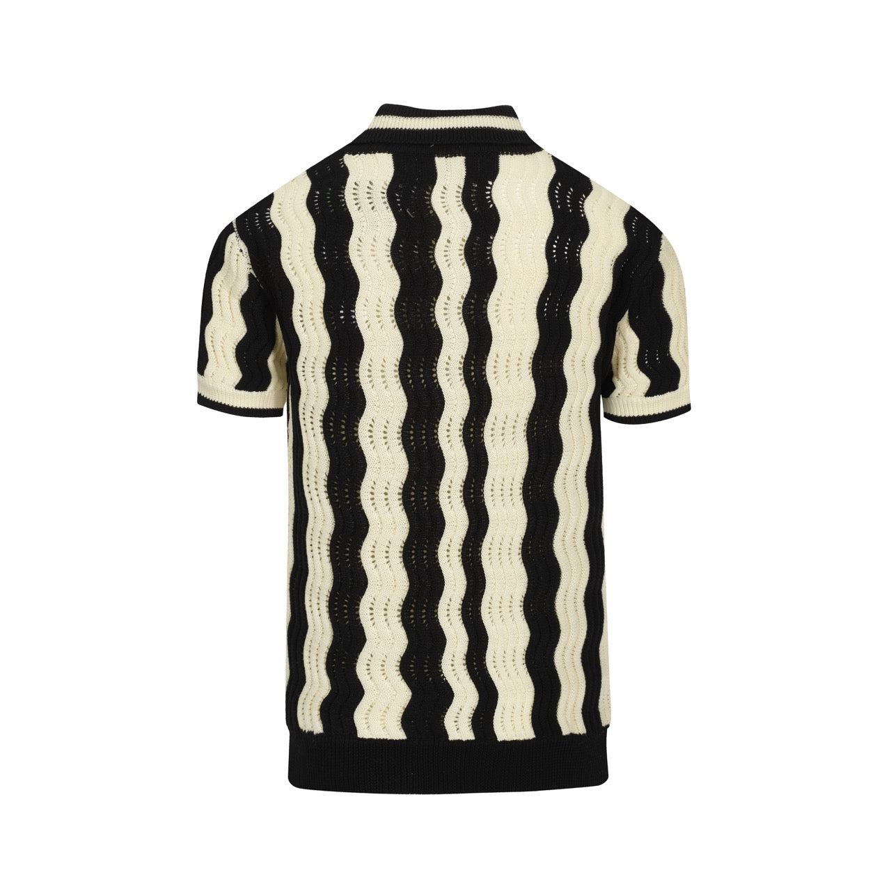 Polo en jacquard texturé vintage noir pour hommes