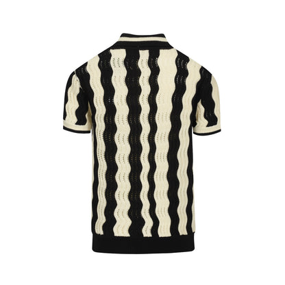 Polo en jacquard texturé vintage noir pour hommes