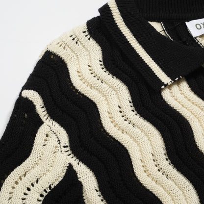 Polo en jacquard texturé vintage noir pour hommes