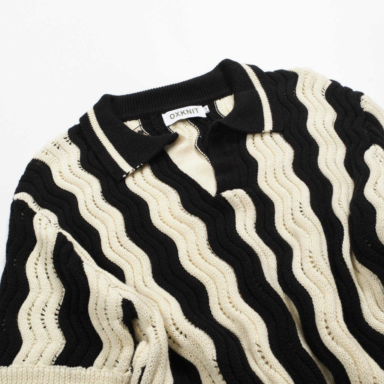 Polo en jacquard texturé vintage noir pour hommes