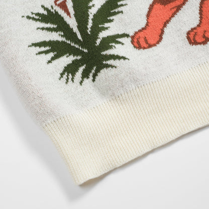 Polo V en jacquard animalier blanc abricot pour hommes