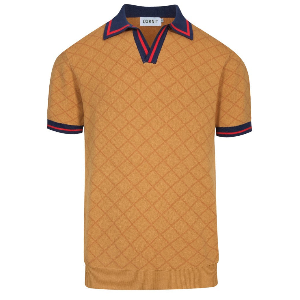 Polo rétro street en jacquard kaki pour homme