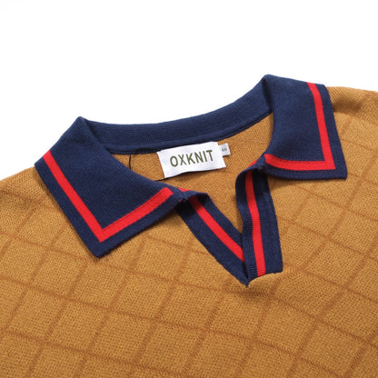 Polo rétro street en jacquard kaki pour homme