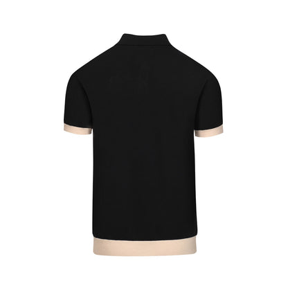 Polo jacquard vintage noir pour hommes 1977