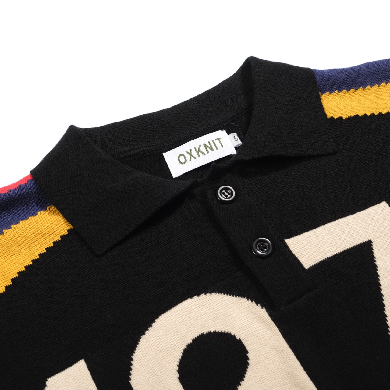 Polo jacquard vintage noir pour hommes 1977