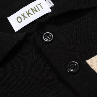 Polo jacquard vintage noir pour hommes 1977