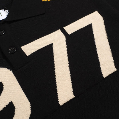 Polo jacquard vintage noir pour hommes 1977