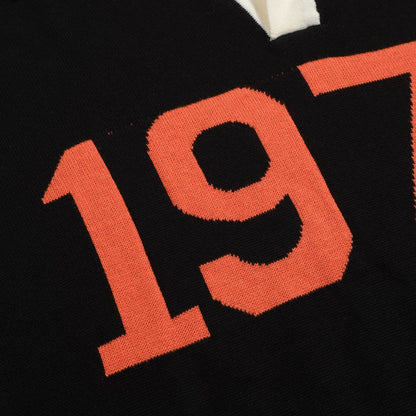 Polo noir vintage en jacquard pour homme 1974