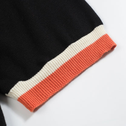 Polo noir vintage en jacquard pour homme 1974