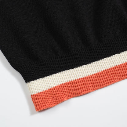 Polo noir vintage en jacquard pour homme 1974