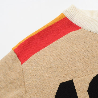 T-shirt vintage en jacquard tricoté kaki pour homme avec fil doré 1971