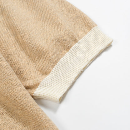 T-shirt vintage en jacquard tricoté kaki pour homme avec fil doré 1971