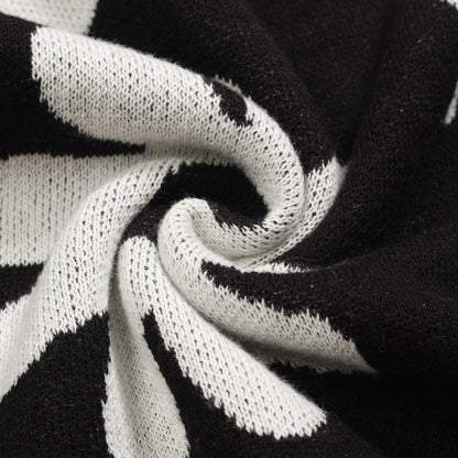 Cardigan tricot vintage floral noir pour hommes