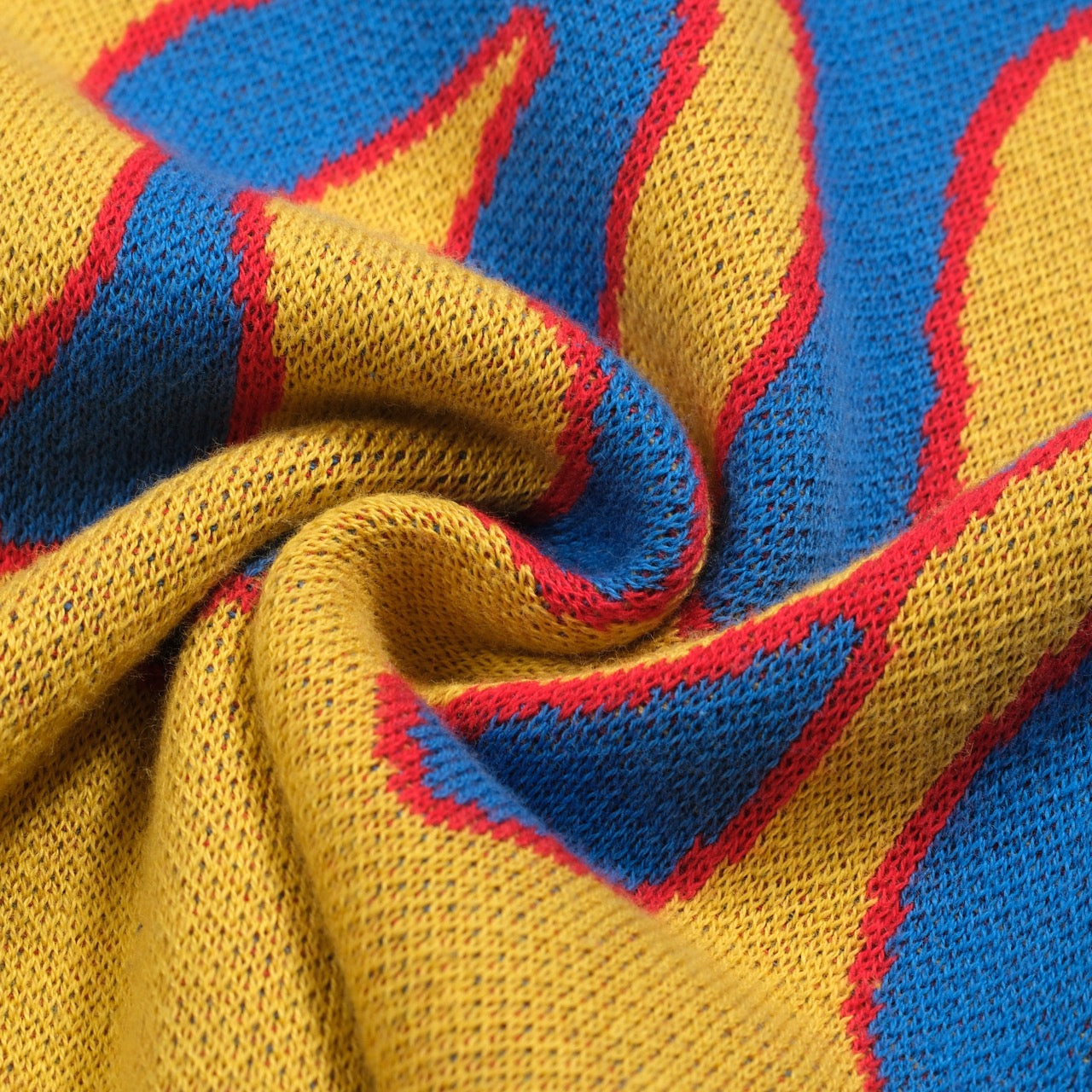 Chemise en tricot jacquard rétro à flammes bleues pour hommes