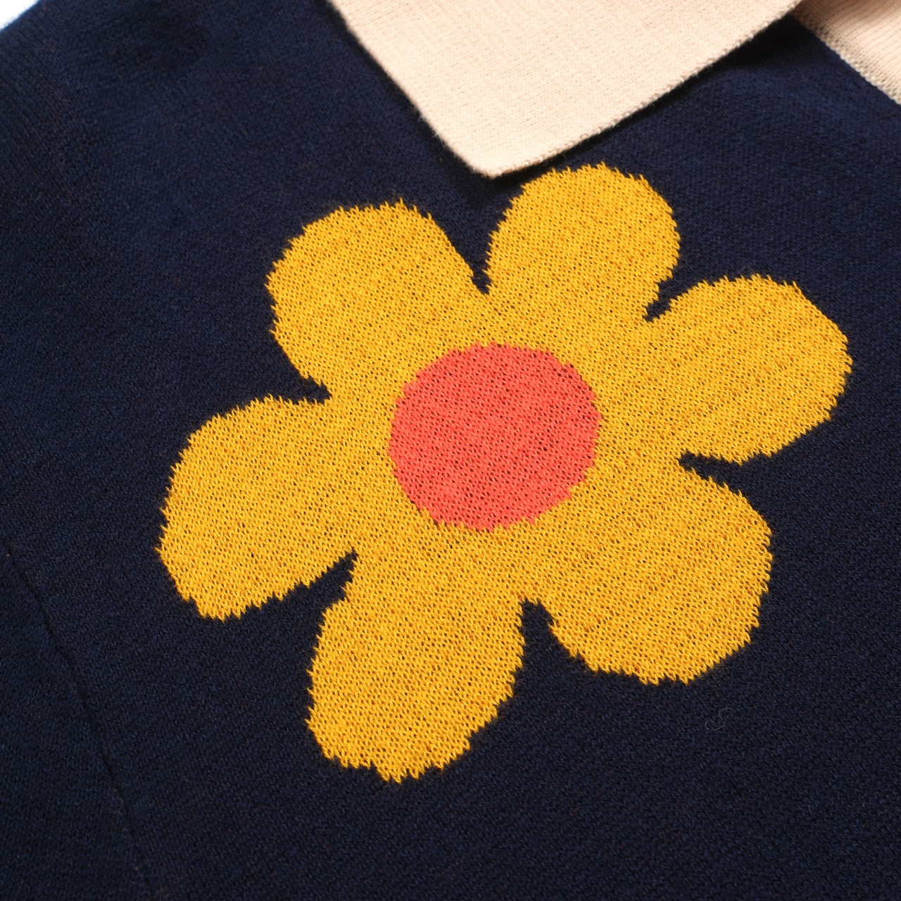 Chemise tricotée vintage jacquard V en bleu fleuri pour homme