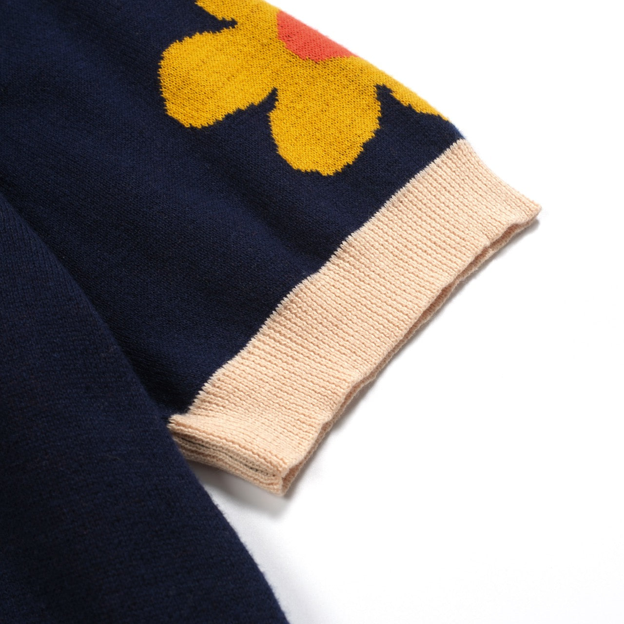 Chemise tricotée vintage jacquard V en bleu fleuri pour homme