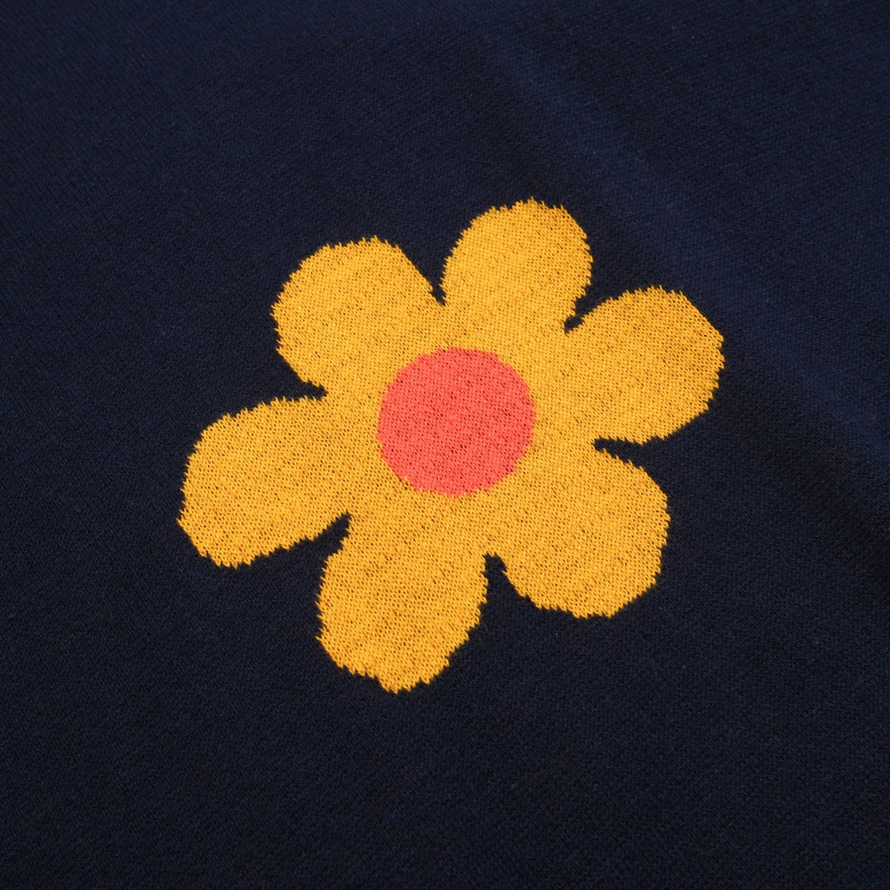 Chemise tricotée vintage jacquard V en bleu fleuri pour homme