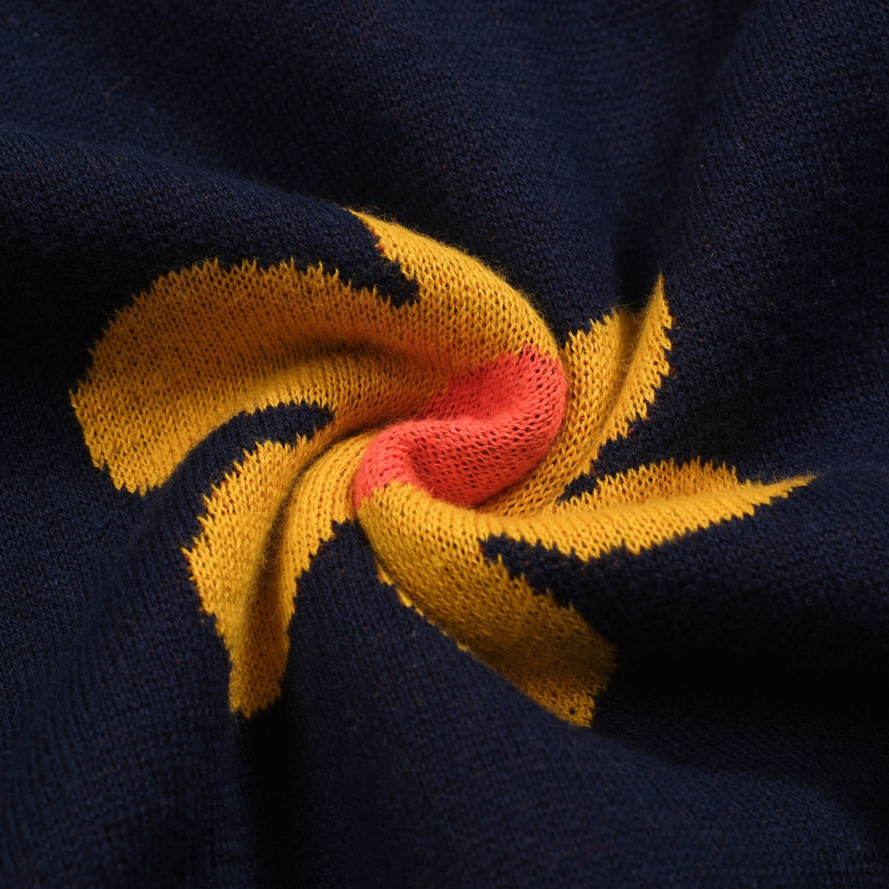 Chemise tricotée vintage jacquard V en bleu fleuri pour homme