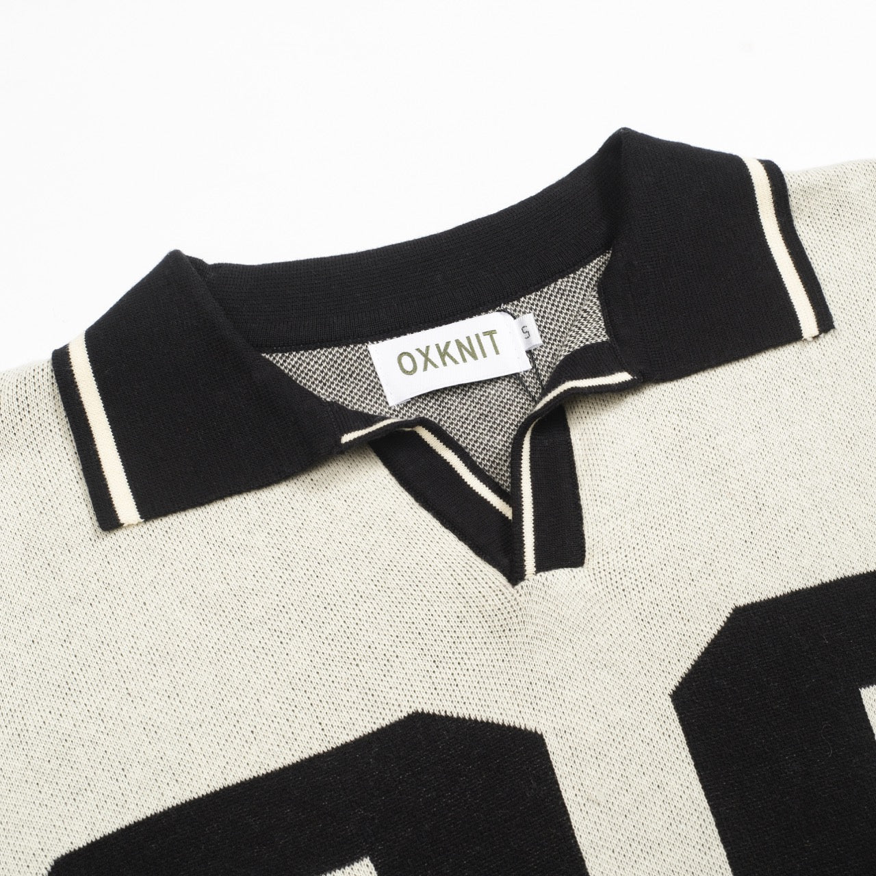 Polo en jacquard beige pour homme avec motif "89" en V