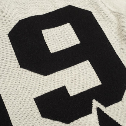 Polo en jacquard beige pour homme avec motif "89" en V