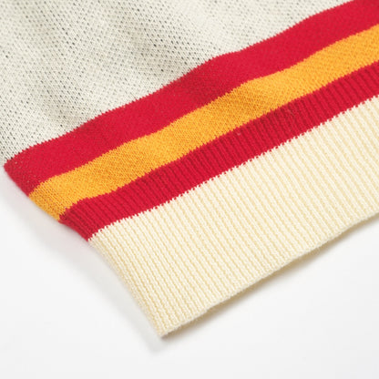 Polo en jacquard beige pour homme avec motif "89" en V