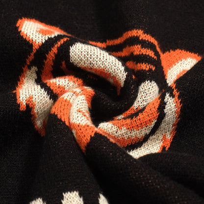 T-shirt en V tricoté jacquard rétro pour hommes