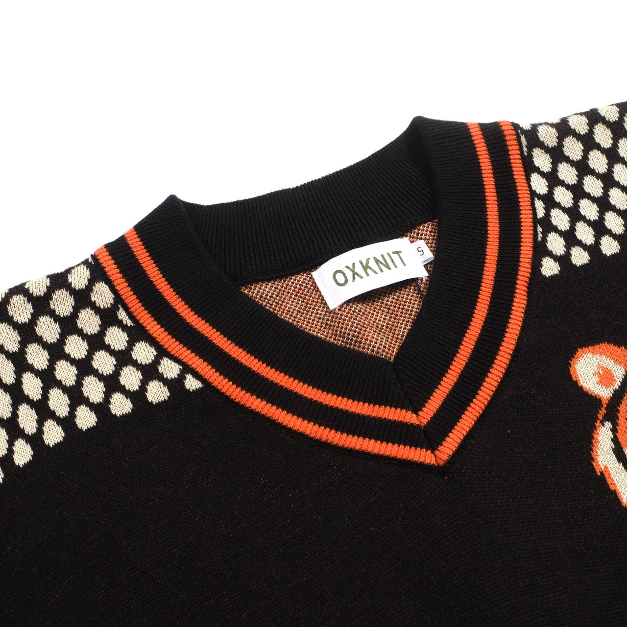 T-shirt en V tricoté jacquard rétro pour hommes