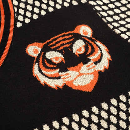 T-shirt en V tricoté jacquard rétro pour hommes