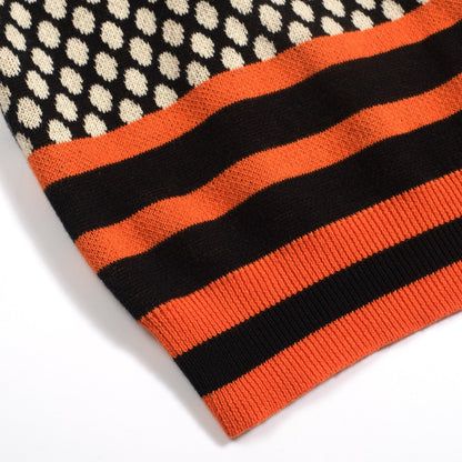 T-shirt en V tricoté jacquard rétro pour hommes