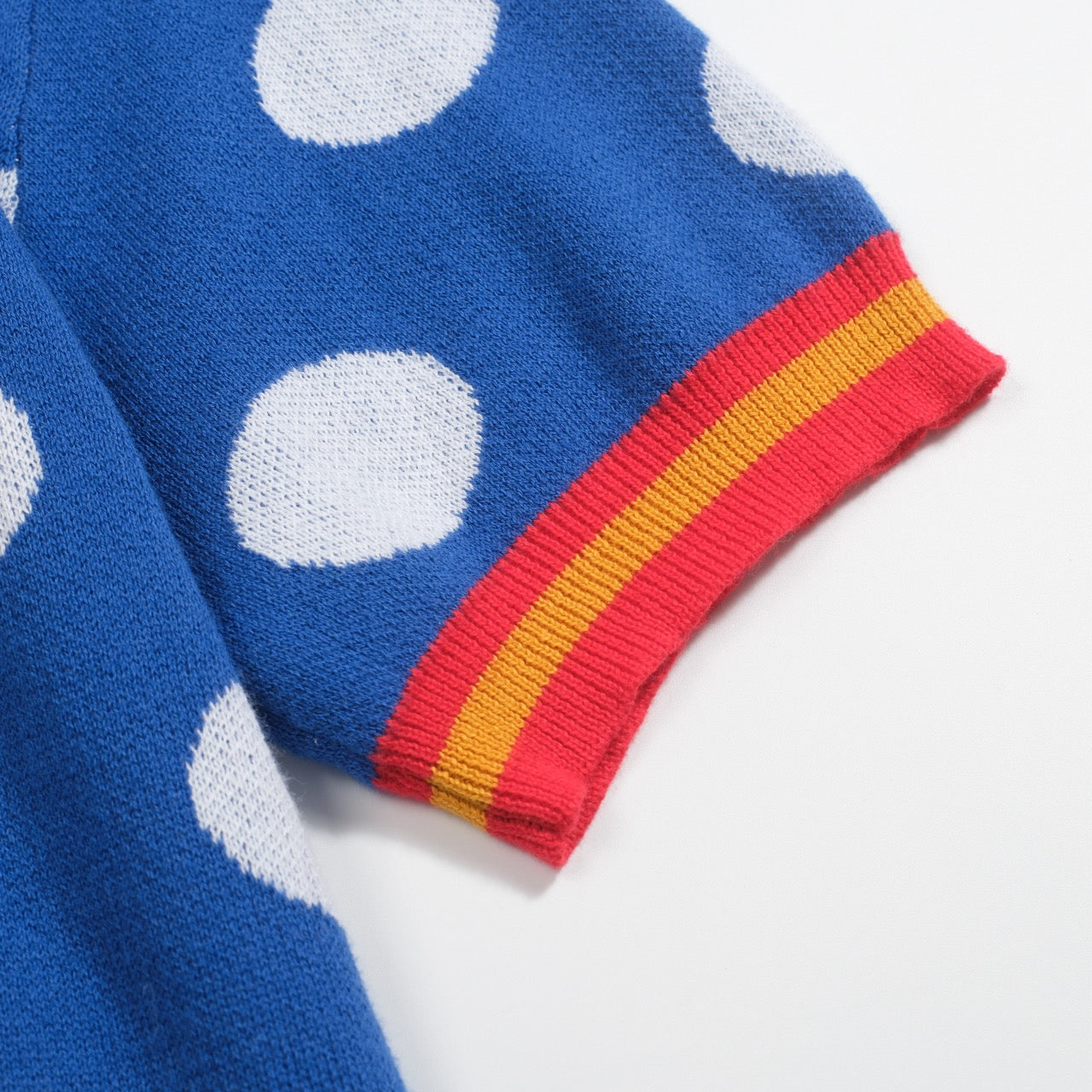 Polo rétro en jacquard bleu à pois pour hommes