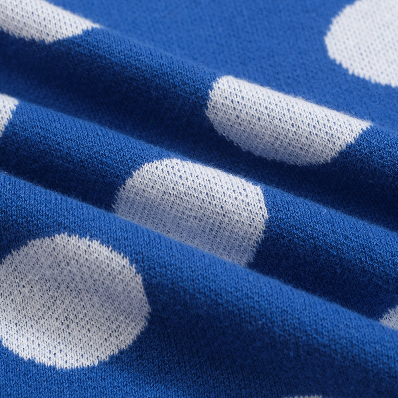 Polo rétro en jacquard bleu à pois pour hommes