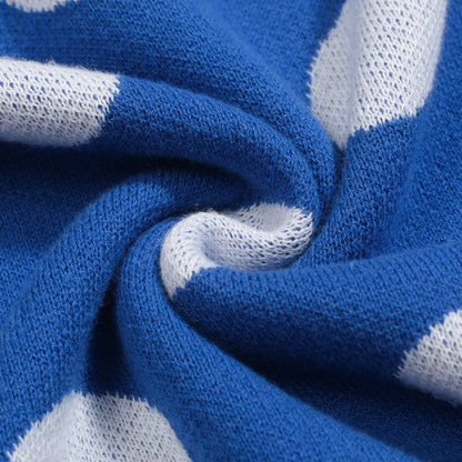 Polo rétro en jacquard bleu à pois pour hommes