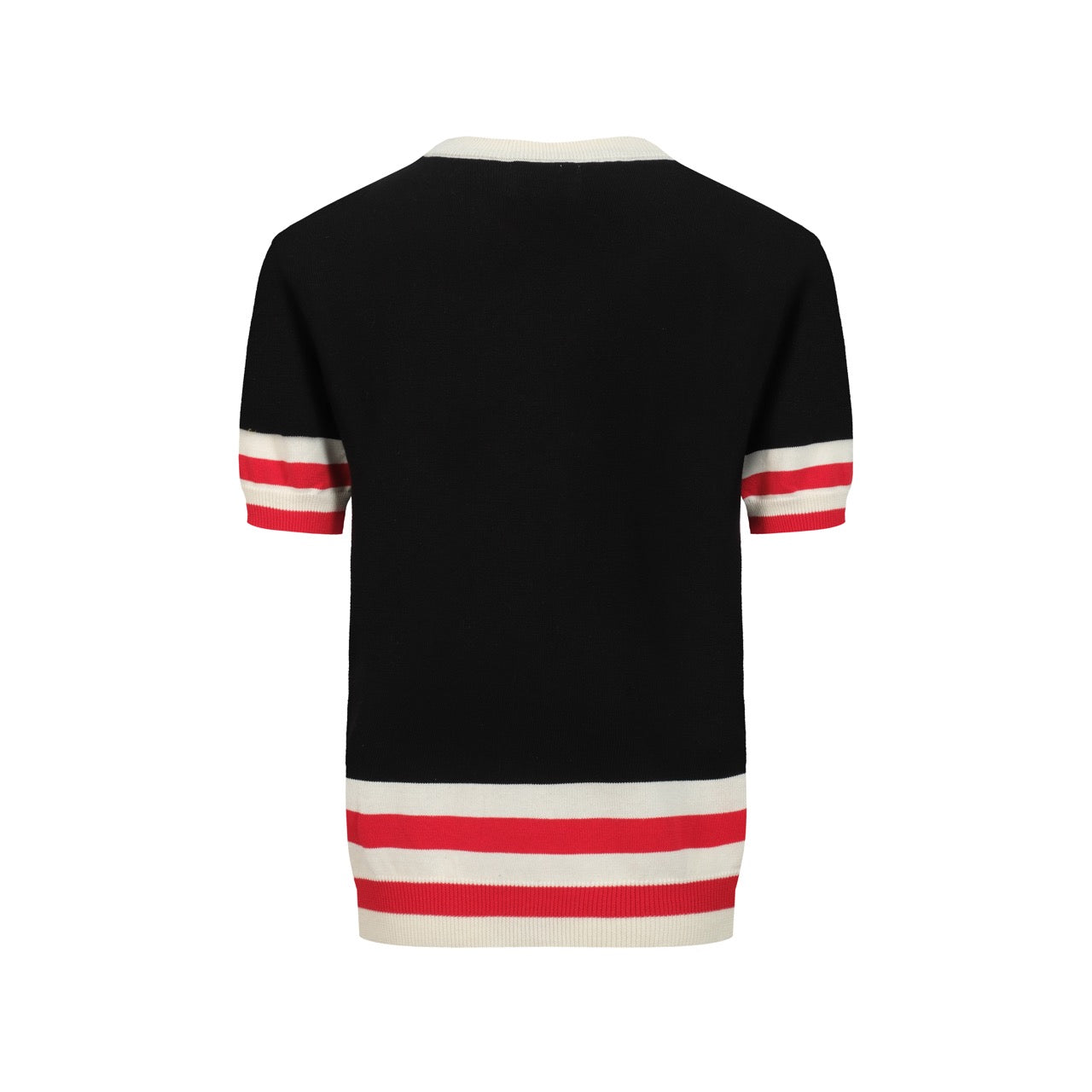 T-shirt tricoté noir pour homme avec broderie de chat