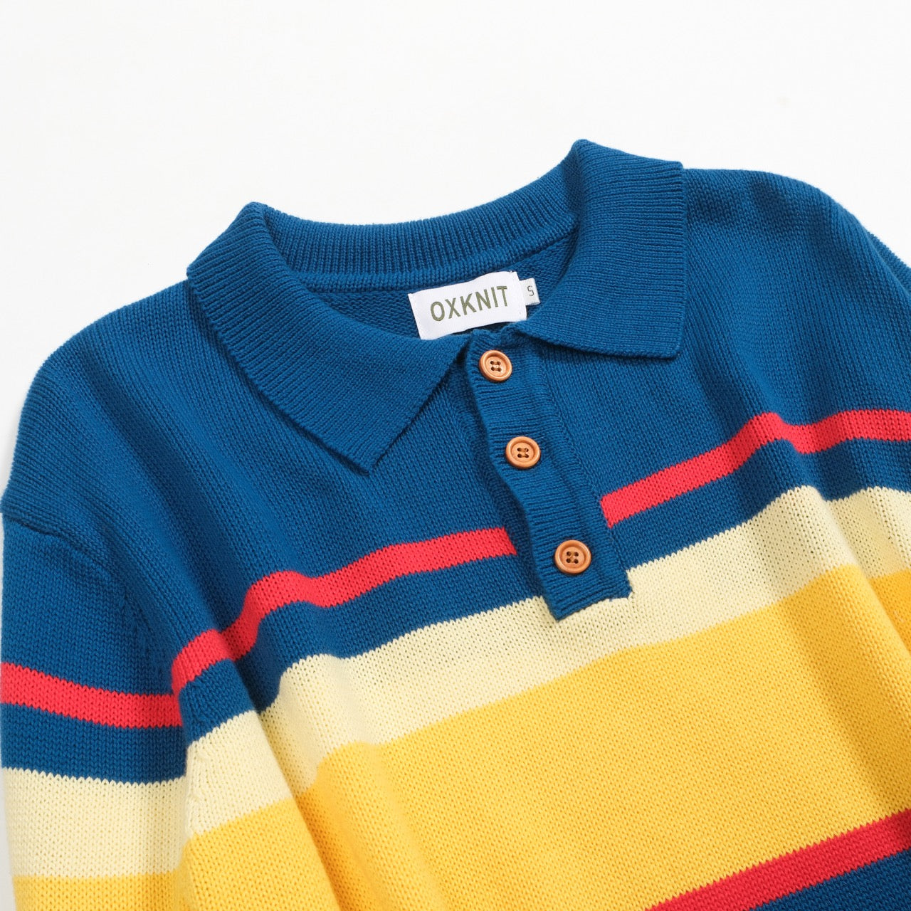 Polo tricoté rétro rayé bleu pour hommes