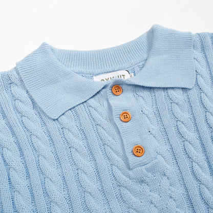 Polo tricoté texturé bleu à la mode pour hommes