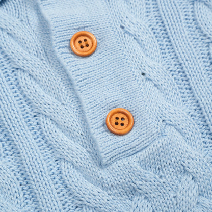 Polo tricoté texturé bleu à la mode pour hommes