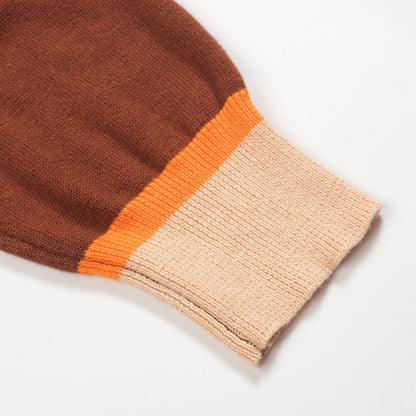 Polo tricoté rayé marron des années 1960