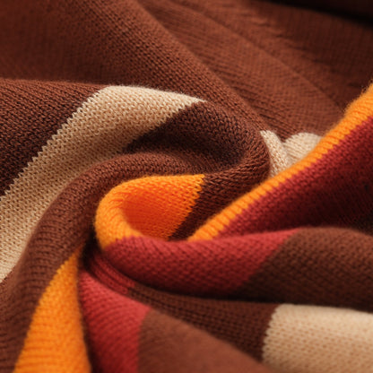 Polo tricoté rayé marron des années 1960