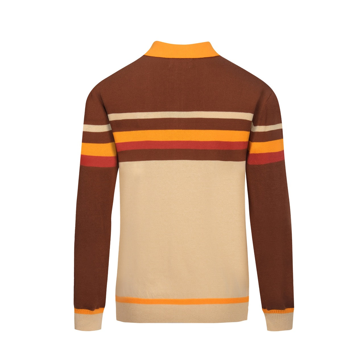 Polo tricoté rayé marron des années 1960