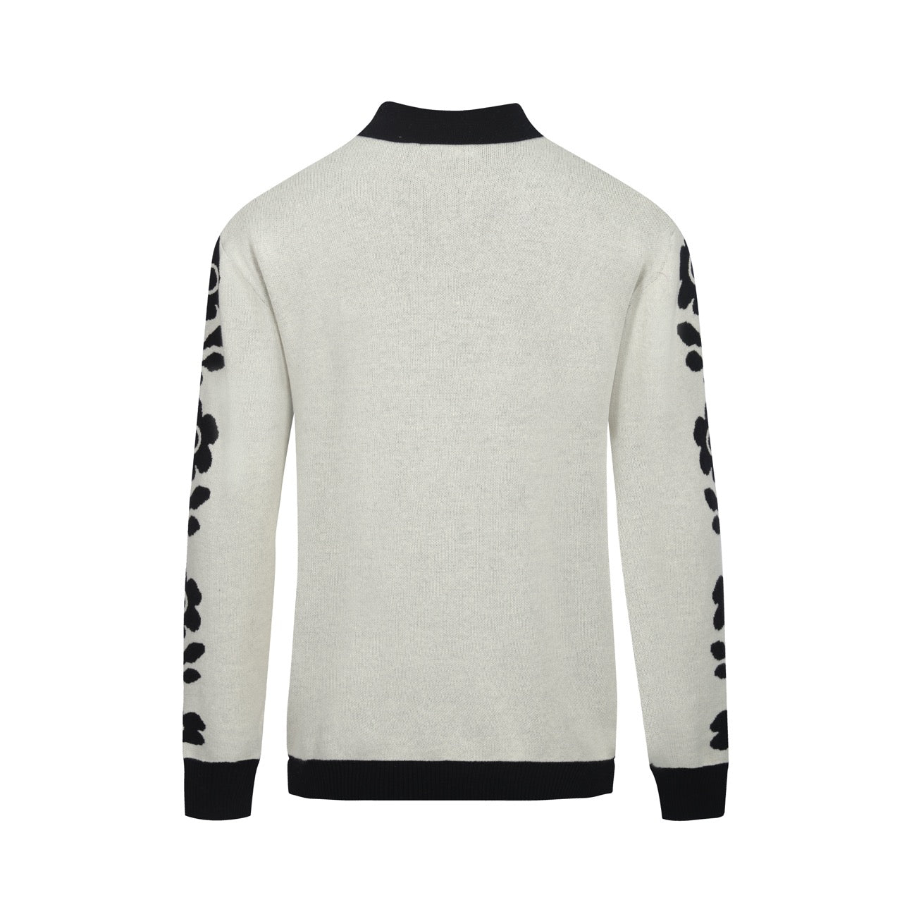 Cardigan vintage tricoté noir à fleurs pour hommes