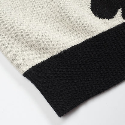 Cardigan vintage tricoté noir à fleurs pour hommes