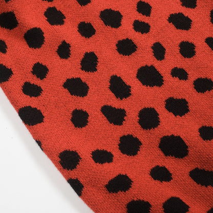 Pull jacquard vintage léopard rouge pour hommes