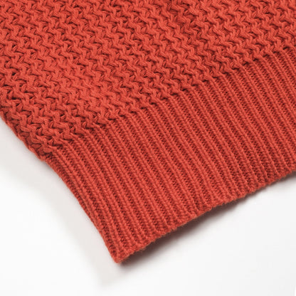 Polo vintage en tricot V en laine orange brun